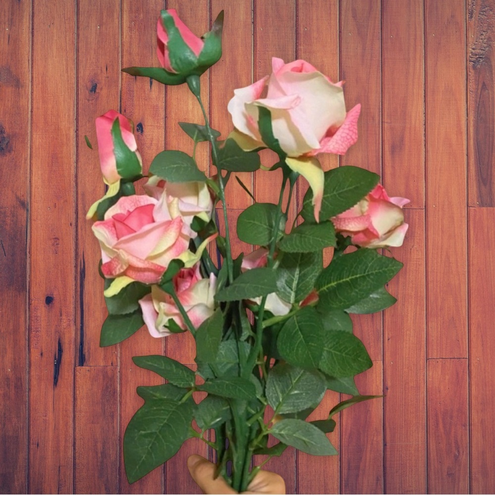 3 Pink Rose Stems